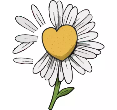Päivänkakkara sydän kukka t-paita - Tenstickers