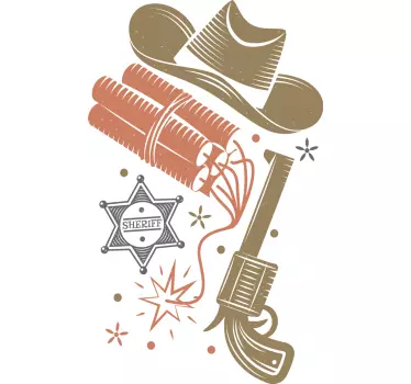 Cowboy elementit kuvio t-paita design - Tenstickers