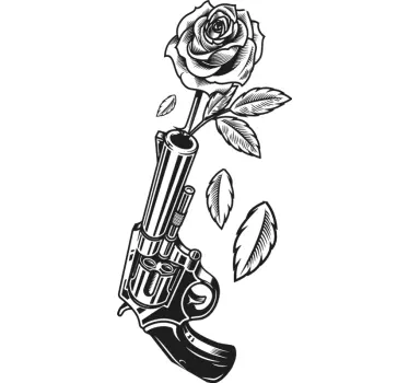 Cowboy-revolveri ja ruusut-paita - Tenstickers