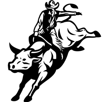Cowboy ratsastaa härällä t-paita - Tenstickers
