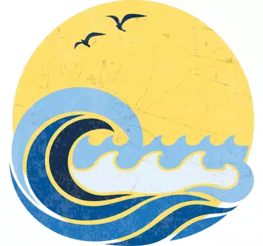 Aallot ja aurinko t-paita - Tenstickers