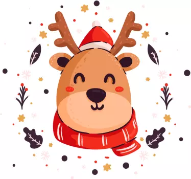 Iloinen poronnaama huppari - Tenstickers