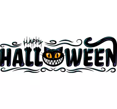Iloinen kissa halloweenjuhliin t-paita - Tenstickers