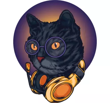 Kissa kuulokkeilla t-paita - Tenstickers