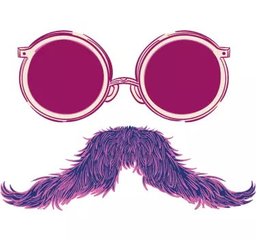 Lasit ja hipster-viikset-paita - Tenstickers