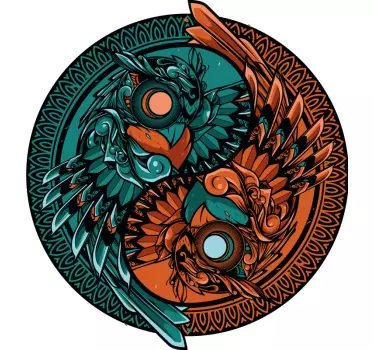 Yin yang pöllö kuvitus t-paita - Tenstickers