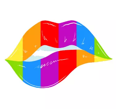 Värikäs huulijälki t-paita - Tenstickers