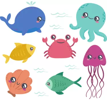 Suloiset merieläimet lasten t-paita - Tenstickers