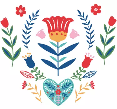 Sydänkukkakuvioinen t-paita - Tenstickers