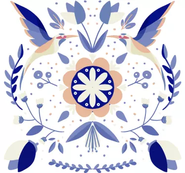 Kukkalintuaiheinen t-paita - Tenstickers
