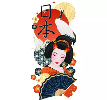 Japanilaistyylinen nainen kukilla t-paita - Tenstickers