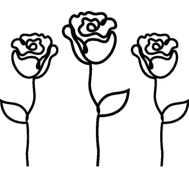 Minimalistinen ruusu kukka trio t-paita - Tenstickers
