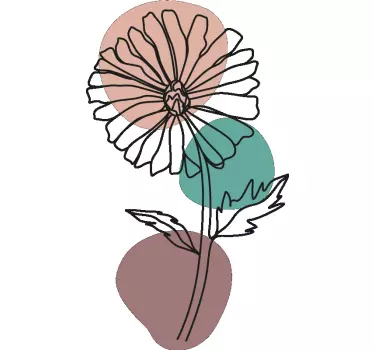 Päivänkakkara kukka linja taide design t-paita - Tenstickers
