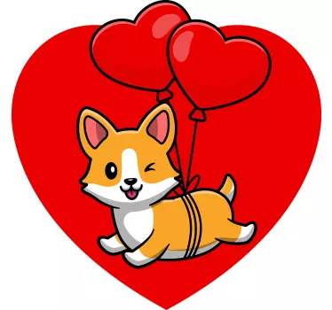 Corgi sydänilmapalloilla lasten t-paita - Tenstickers