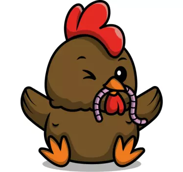 Söpö kana ja madot t-paita - Tenstickers