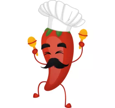 Chili kokki sarjakuva graffiti t-paita - Tenstickers