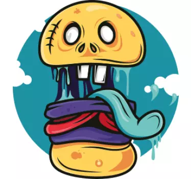 Zombie burger sarjakuva t-paita - Tenstickers
