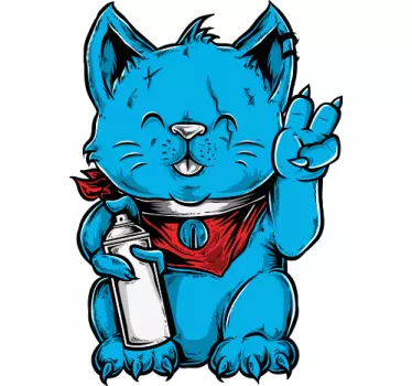 Sininen kissa hahmo t-paita - Tenstickers