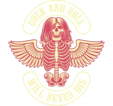 Rock ei koskaan kuole luuranko design-t-paita - Tenstickers