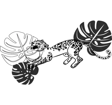 Leopardi ja lehdet leikissä t-paita - Tenstickers
