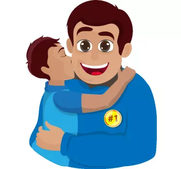 Iloinen isä haluaa halata poikaansa t-paidassa - Tenstickers