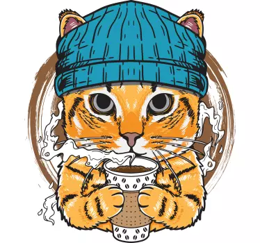 Söpö kissa kahvikuppi t-paita - Tenstickers