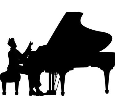 Pianonsoittaja siluetti t-paita - Tenstickers