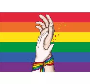 Ihmisen kädet ja lgbt sateenkaari nauha t-paita - Tenstickers