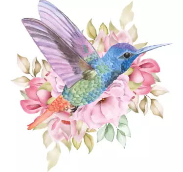 Värikäs hummingbird kukka t-paita - Tenstickers