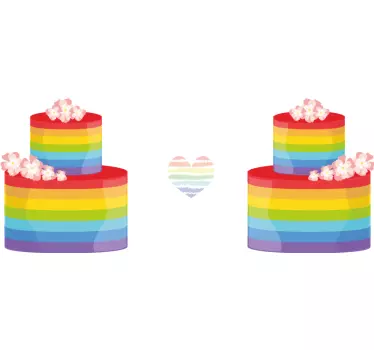 Äiti ja tytär t-paita sateenkaari sydänkakut - Tenstickers