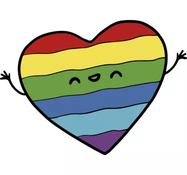 Sateenkaari hymiö sydän t-paita - Tenstickers
