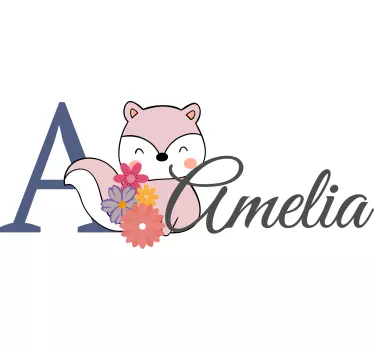 Kukkakuvioinen alkukirjainkettu vauvalle t-paita - Tenstickers