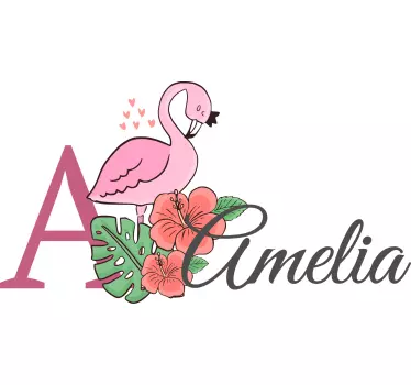 Vauvalle t-paita flamingo ja kukat - Tenstickers