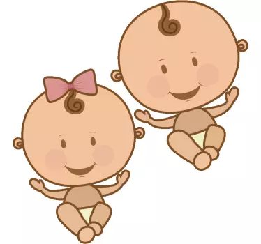 Sarjakuva kaksosvauvoja t paitoja vauvoilla - Tenstickers