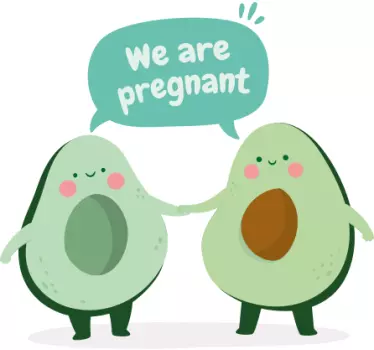 Raskaanaoleva avokadopari nimillä t-paita - Tenstickers
