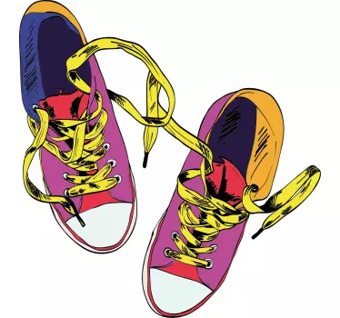 Converse kuvitus 80-luvun kengät t-paita - Tenstickers