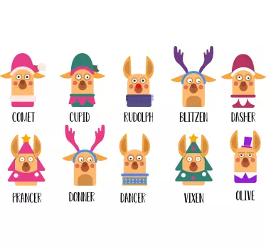 Joulupukin porojen nimet joulu t-paita - Tenstickers