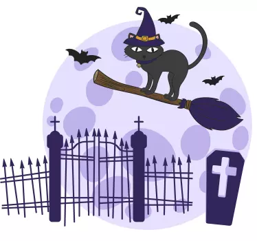 Kissa harjanvarrella ratsastaa t-paita halloweeniksi - Tenstickers