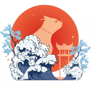 Majesteettiset kissat aallot t-paita - Tenstickers