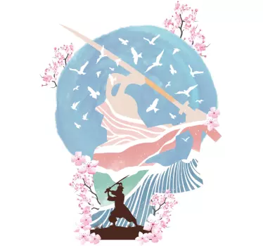 Japanilainen anime fighter art t-paita - Tenstickers