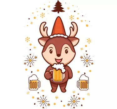 Olut poro joulu t-paita - Tenstickers