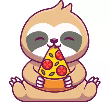 Suloiset laiskiaiset jakamassa pizzaa parin t-paita - Tenstickers