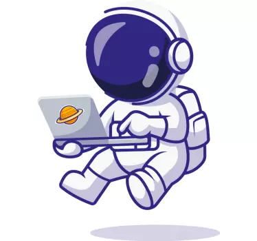 Astronautti t-paita kannettavan tietokoneen kanssa - Tenstickers