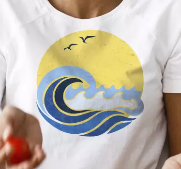 Aallot ja aurinko t-paita - Tenstickers
