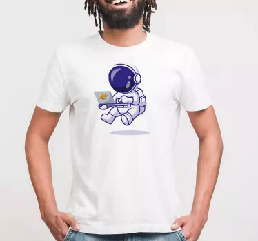Astronautti t-paita kannettavan tietokoneen kanssa - Tenstickers