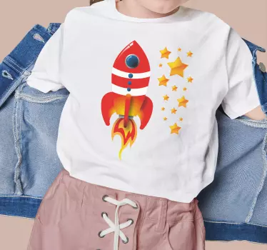 Punainen ja valkoinen raketti paita lapselle - Tenstickers
