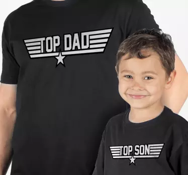 "Top dad" ja "Top son" isän ja pojan t-paidat - Tenstickers