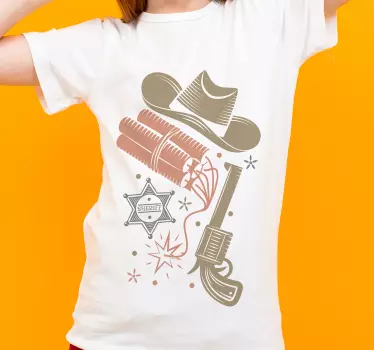 Cowboy elementit kuvio t-paita design - Tenstickers