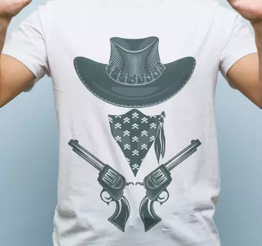 Cowboy-hattu, bandanna ja revolverit t-paita - Tenstickers