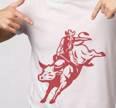 Cowboy ratsastaa härällä t-paita - Tenstickers